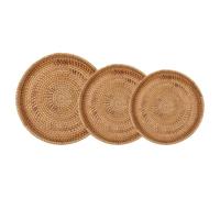 SOIMISS 3 Piezas Cesta de Almacenamiento Redonda de Ratán Tejida a Mano | Bandeja de Mimbre Textura Auténtica, Superficie Lisa, Ligera y Estable, Balcón y Armario