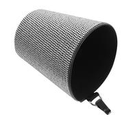 SOIMISS Bote de Basura para Coche Pequeño Gemas, Blanco Portátil | PU y Pedrería, Diseño Simple Moderno, Fácil de Limpiar y Guardar, para Interior del Vehículo
