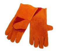 SOIMISS Guantes de Soldadura Guantes de Soldador de Cuero de Vaca Naranja, Aislamiento Térmico, Ignífugos, Resistentes al Desgaste, para Soldadura Tig y Uso en Granja