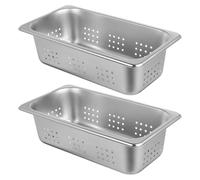 SOIMISS Sartén Perforada de Acero Inoxidable 1/3 Tamaño Rectangular 2 Piezas para Buffet y Cocinas Comerciales Resistente al Calor y Drenaje Conveniente