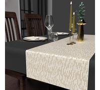 Sol de Ocre, Camino de Mesa Festivo Impreso 40 x 180 cm Oro Blanco