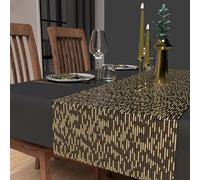 Sol de Ocre, Camino de Mesa Festivo Impreso 40 x 180 cm Oro Negro