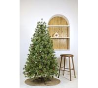 Solagua Árbol de Navidad Automontable Pino Floreado Decorado C/Piñas y Frutos Rojos Abeto Extra Relleno 150-210cm Arboles C/Soporte Metálico (Floreado Verde, 180cm 587Tips)