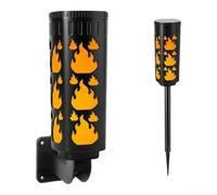 Solar Flame Light Outdoor Waterproof Garden Wall Stake(Orange 18*10*8cm) | Simulated dancing flame, warm orange glow, auto dusk sensor, para zero energy cost, garden patio decor