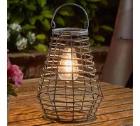 Solar LED Gris Maris Mimbre Estilo Filamento Colgante Exterior Jardín Mesa Farol