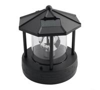 Solar Lighthouse Garden Light 360 Rotating ABS(black) | 360-degree rotating head, auto dusk sensor, ABS plastic body, black or red options, garden accent