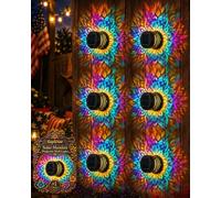 Solar Mandala Wall Light Outdoor Garden Fence Projector Lamp Patio Ambient Decor Waterproof LED Mandala Projection Light Decorative for Garden Post Patio Backyard Yard 7 Colour Changing(6pcs)