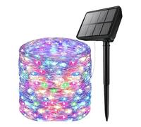 Solar String Lights Outdoor, LED Solar Powered Impermeable Ambient Light con largo brillo y cable flexible, para cubierta, patio, jardín, porche, árbol, Halloween, decoraciones, amarillo y