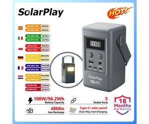 SolarPlay Mini Generador Solar de 100W, Banco de Energía Portátil de 25000mAh para Acampar al Aire Libre, Estación de Energía, Cargador Rápido para Laptop y Teléfono Q100 Power Station