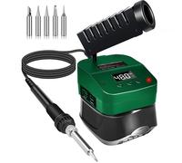 Soldador con batería para Bosch Home and Garden 18 V batería PBA, soldador sin cable de 60 W, temperatura ajustable de 180 - 480 °C, con puertos de carga USB y tipo C, soporte de soldador para