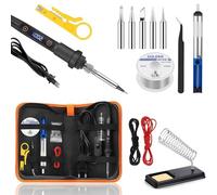 Soldador de 80W con Pantalla LCD, Temperatura Regulable 180-500°C, 5 Puntas Intercambiables, Bomba Desoldadora, Soporte, Pinza - Kit de Soldadura para Electrónica y Bricolaje