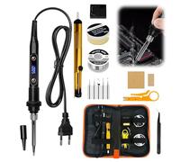 Soldador de estaño 80 W Temperatura ajustable 180 - 500 °C, kit de soldadura electrónica de precisión con pantalla LCD e interruptor ON/OFF, calefacción cerámica rápida, pasta de soldadura y
