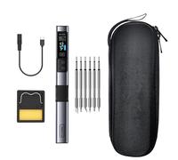 Soldador Inalámbrico Inteligente, Hs-02A Kit de Soldador Eléctrico Con Pantalla Digital 100-450 °C Temperatura Ajustable Con 6 Puntas de Soldadura, para Soldadura Y Reparación en El Hogar