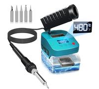 Soldador inalámbrico para batería Makita de 18 V de calentamiento rápido, estación de soldadura LCD digital eléctrica con puertos de carga USB y tipo C, kit de soldadura portátil ajustable para