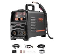 Soldadora MIG VEVOR, 130 A, soldadora MIG de sinergia, máquina de soldar multiproceso 3 en 1: soldadura MIG con alambre de núcleo de fundente / MMA / TIG (con elevación)