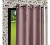 Soleil d'ocre, Bohème Cortinas con Ojales, Microfibra Lavado, Rosa Viejo, 140x250 cm
