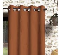 Soleil d'ocre, Bohème Cortinas con Ojales, Microfibra Lavado, Terracota, 135x180 cm