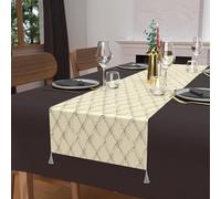 Soleil d'ocre, Camino de Mesa festif de algodón Puro 40x180 cm Celeste Argent