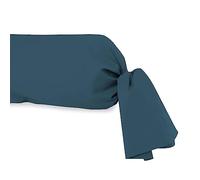 Soleil d'ocre, Funda de Almohada cilíndrica en algodón 57 Hilos 45 x 205 cm Uni Azul petróleo, par Soleil d'Ocre