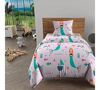 Soleil d'ocre, Juego de Funda para edredón 140 x 200 cm SIRENES Rose, 100% algodón 57 Hilos/cm²