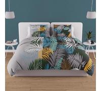 Soleil d'ocre Juego de Funda para edredón en algodón 57 Hilos 240 x 220 cm Jungle Azul, par