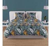Soleil d'ocre, Juego de Funda para edredón en Algodón 57 Hilos 240 x 220 cm Tropic Azul