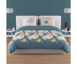 Soleil d'ocre, Juego de Funda para edredón en Algodón 57 Hilos 260 x 240 cm Mathis Azul
