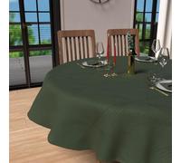 Soleil d'ocre Luxury, Mantel Redondo Antimanchas, 180 cm de diámetro, Verde
