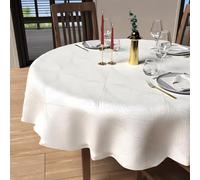 Soleil d'ocre, Luxury Mantel Redondo Antimanchas Diámetro 180 cm, Poliéster, Blanco
