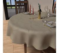 Soleil d'ocre, Luxury Mantel Redondo Antimanchas Diámetro 180 cm, Poliéster, Champán