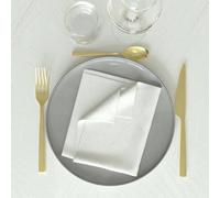 Soleil d'ocre, Luxury Pack de 3 servilletas de Mesa, Poliéster, Blanco, 45x45 cm