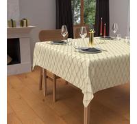 Soleil d'ocre, Mantel Festivo Cuadrado Antimanchas en Puro algodón 180x180 cm Celeste or