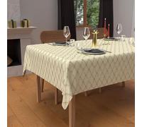 Soleil d'ocre, Mantel Festivo Rectangular Antimanchas en Puro algodón 160x300 cm Celeste or