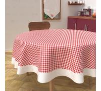 Soleil d'ocre, Mantel Redondo Antimanchas de algodón diámetro 160 cm Vichy Rojo