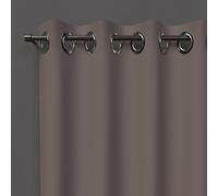 Soleil d'ocre, Opaco Alix Cortina con Ojales Moka, Poliéster, 135x180 cm