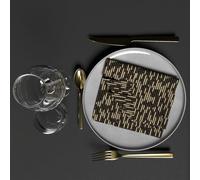 Soleil d'ocre, Pack de 3 servilletas de Mesa Estampadas 40X40 cm Gold Negro