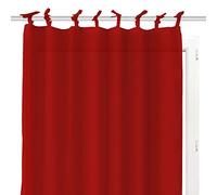Soleil d'ocre PANAMA Visillo con nudos de algodón, Rojo, 135 x 250 cm
