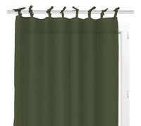 Soleil d'ocre PANAMA Visillo con nudos de algodón, Verde, 135 x 250 cm