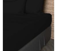 Soleil d'ocre Sábana Ajustable de algodón 57 hilos, Negro, 90 x 190 cm
