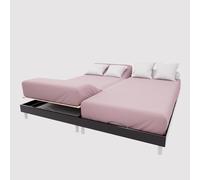 Soleil d'Ocre, Sábana Bajera Ajustable TPR en algodón 57 Hilos 2 x 70x190 cm Uni Rosa Viejo