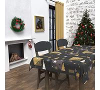 Soleil d'ocre, Sapin Mantel Rectangular Antimanchas 140x300 cm, Poliéster, Negro
