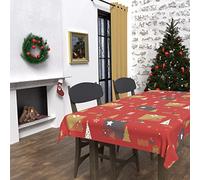 Soleil d'ocre, Sapin Mantel Rectangular Antimanchas 140x300 cm, Poliéster, Rojo