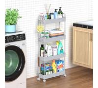 SOLEJAZZ Carrito de Almacenamiento de 4 Niveles, Deslizante, Delgado, con Ruedas, Organizador de estantería de Almacenamiento móvil para Cocina, baño, lavandería, Dormitorio, Lugares Estrechos,