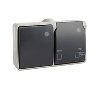 SOLERA 3363 - Base de Enchufe + Conmutador estanco de Superficie, IP44, Gris
