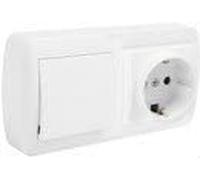SOLERA - Base fija 2P+T 16A 250V + conmutador/interruptor 10AX 250V 148x72x28mm blanco SOLERA MUR63U - EDM 42987