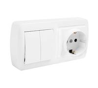 SOLERA BASE SCHUKO BIPOLAR CON TT LATERAL, DOBLE CONMUTADOR Y CON OBTURADOR 148X72X42MM S. MURAL