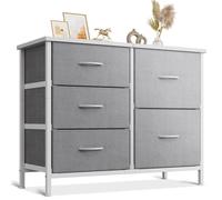 Solidchoice - Cajonera con 5 cajones - Espacio de almacenamiento compacto para dormitorio y sala de estar (gris claro)