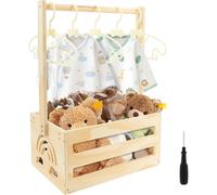 Solidchoice - Cesta de regalo para bebé de madera, con asa y 5 perchas para ropa