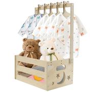 Solidchoice - Cesta de regalo para bebés de madera, con asa y 5 perchas para ropa