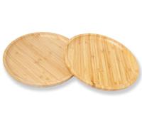 Solidchoice - Juego de 2 bandejas redondas de bambú, de 25 cm de diámetro